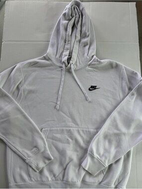 Nike White Pullover Hoodie with Black Swoosh